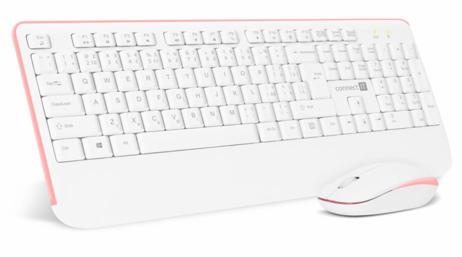 Set klávesnice + myš Connect IT Combo bezdrátová bílo-růžová (+1x AAA +1x AA baterie zdarma), CZ + SK layout