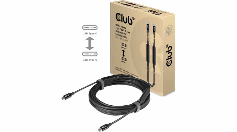 Club3D Kabel USB 3.2 Gen2 Type-C to C Active Bi-directional (M/M) 8K60Hz, 5m