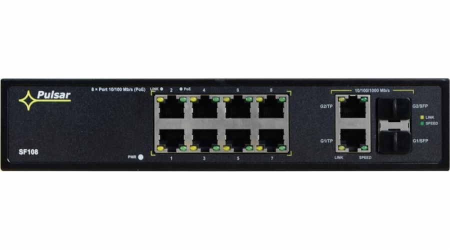 PULSAR SF108 network switch Managed Fast Ethernet (10/100) Power over Ethernet (PoE) Black