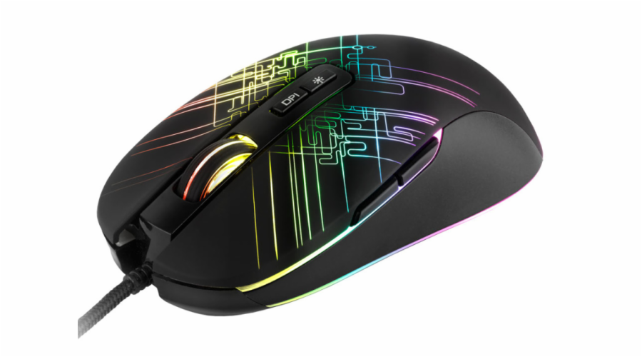 C-TECH herní myš Dusk, casual gaming, 3200 DPI, RGB podsvícení, USB