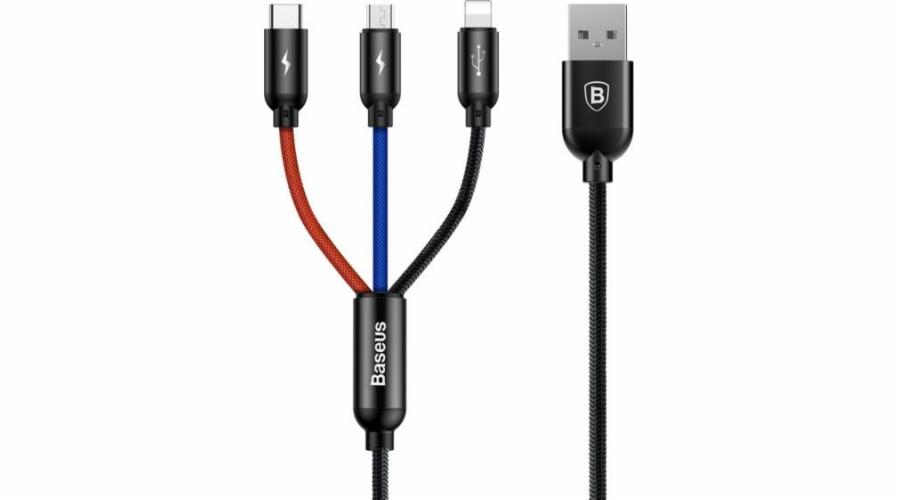 Baseus 3v1 iPhone micro USB kabel USB-C 3.5A Three Primary
