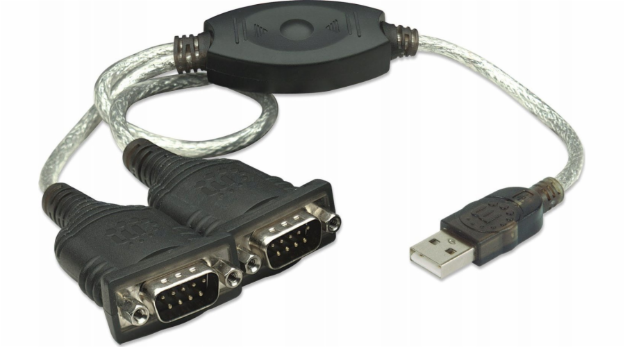 Kabel USB Manhattan USB-A - 2x RS-232 0.45 m Czarny (174947)