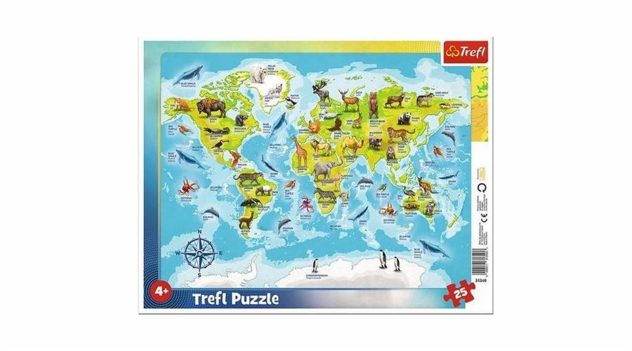 Trefl Puzzle 25 Frame Elements Mapa světa se zvířaty