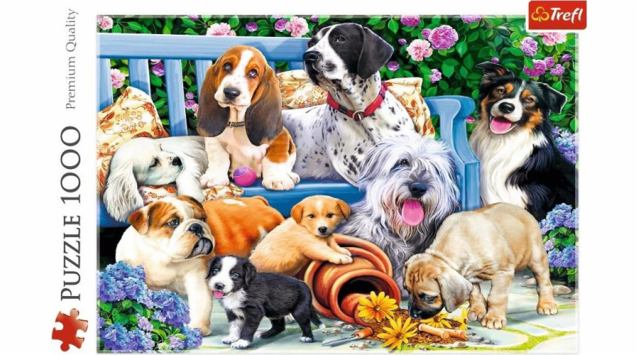 Puzzle 1000 dílků - Psi na zahradě