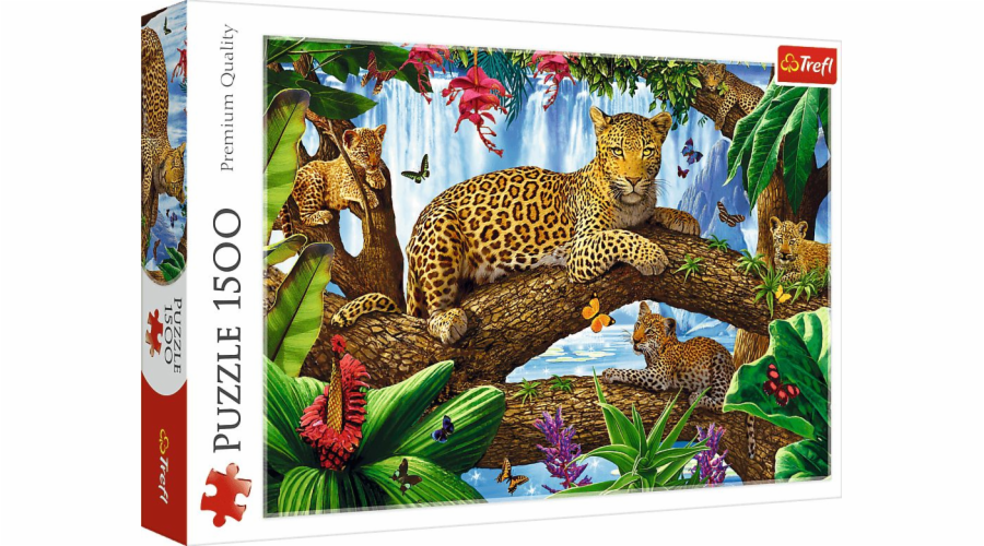 Puzzle 1500 dílků Kočka Panther odpočívá mezi stromy džungle