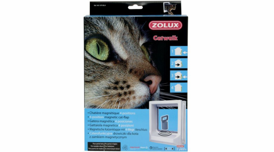 Dvířka Zolux Cat pro dřevěné dveře s magnetickým zavíráním - bílá