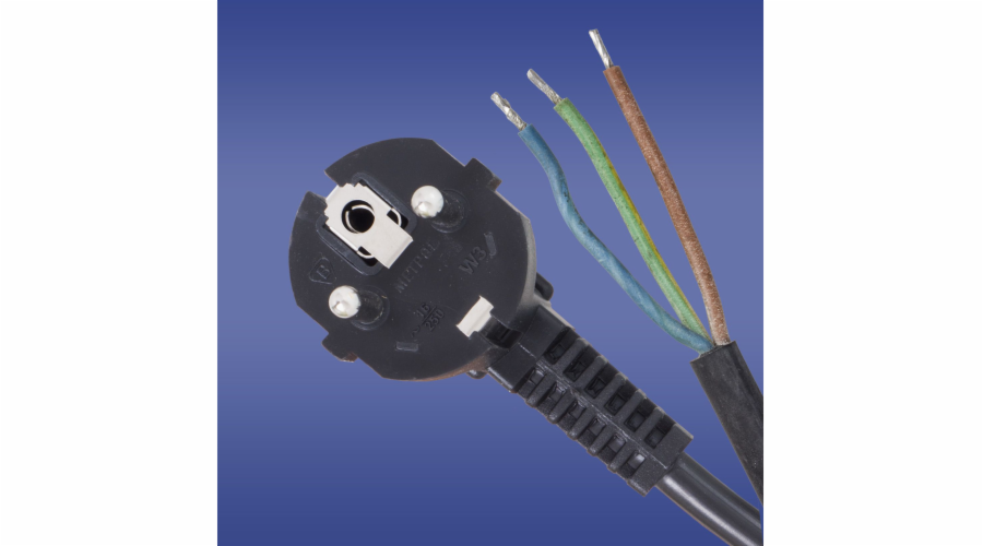 Kabel připojení Elektro-Plast s černou úhlovou zástrčkou 3 x 1,5 mm 5m (51,940)