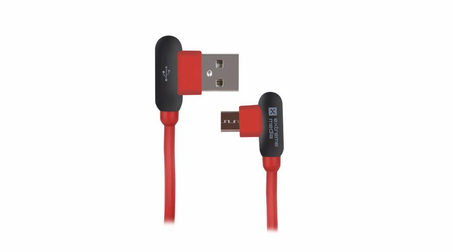 NATEC NKA-1199 Extreme Media cable microUSB to USB (M), 1m, Angled Left/Right, Red
