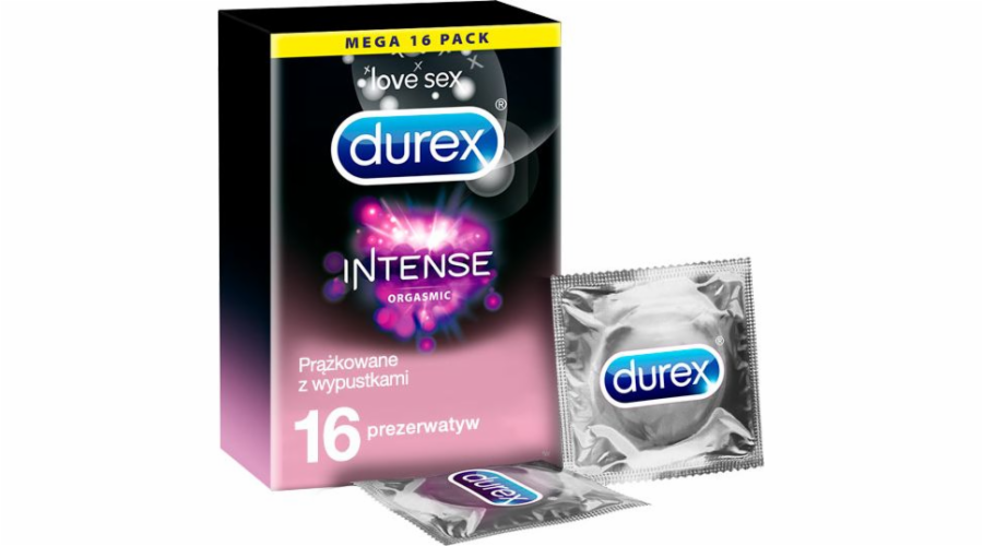 Durex durex_intense orgasmické žebrované kondomy s kartami a stimulujícím gelu 16 ks