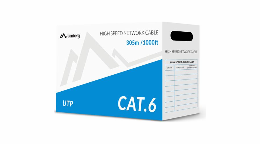 Lanberg UTP instalační kabel, cat6, SOLID, 305m (LCU6-10CC-0305-S)