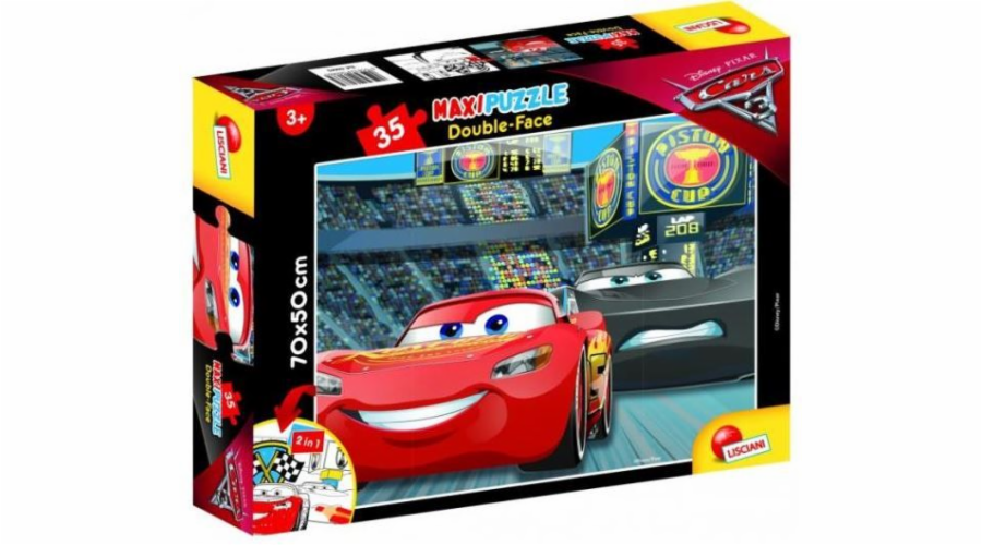 Lisciani Oboustranné puzzle 35 dílků Maxi Cars 3 Go! Mu! Mu! (304-60665)