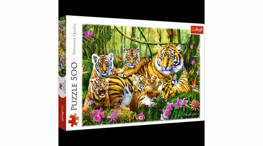 Puzzle 500 dílků - Tygří rodinka