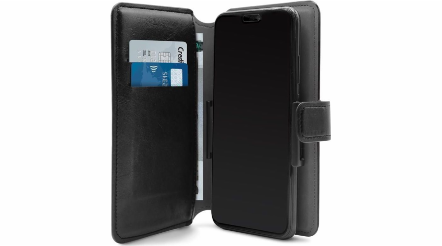 Puro PURO Universal Wallet - Uniwersalne etui obrotowe 360 z kieszeniami na karty, rozmiar XL (czarny)