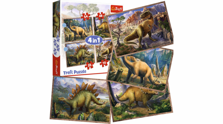 Puzzle 4v1 Zajímaví dinosauři