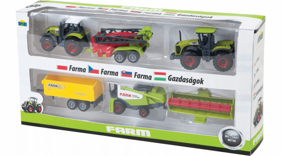 Sada zemědělských strojů v krabici