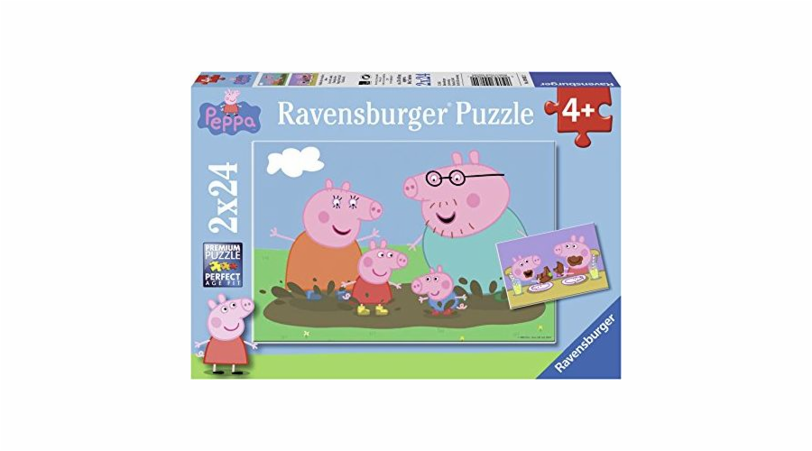 Puzzle 2x24 dílků Peppa Pig Zábava v blátě