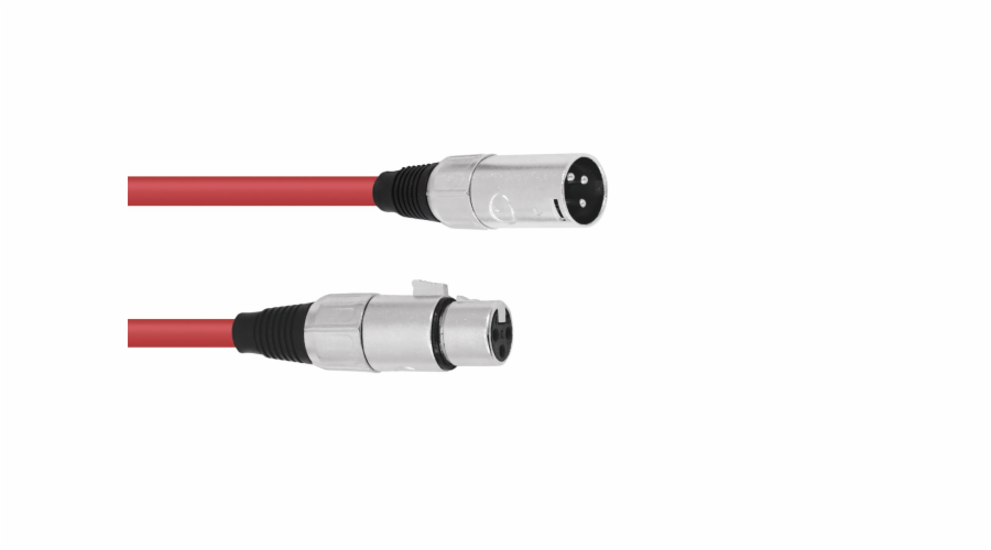 Kabel mikrofonní XLR-XLR 3pin, délka 5m, červený