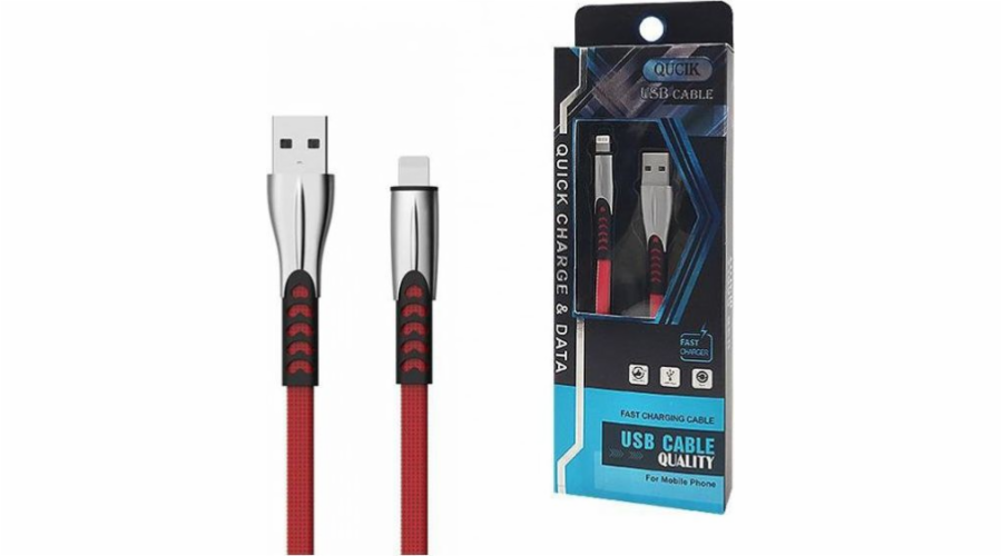CABLE Iphone 2.4A RED FLAT 2400mAh QUICK CHARGER QC 3.0 1M POWERLINE SMS-BW02- METAL PLUGS