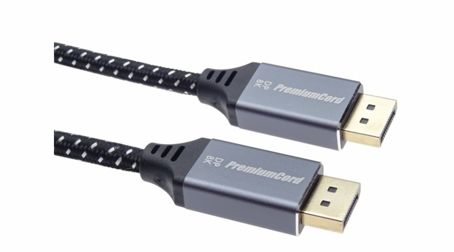 PREMIUMCORD Kabel DisplayPort 1.4 přípojný kabel, kovové a zlacené konektory, 1,5m