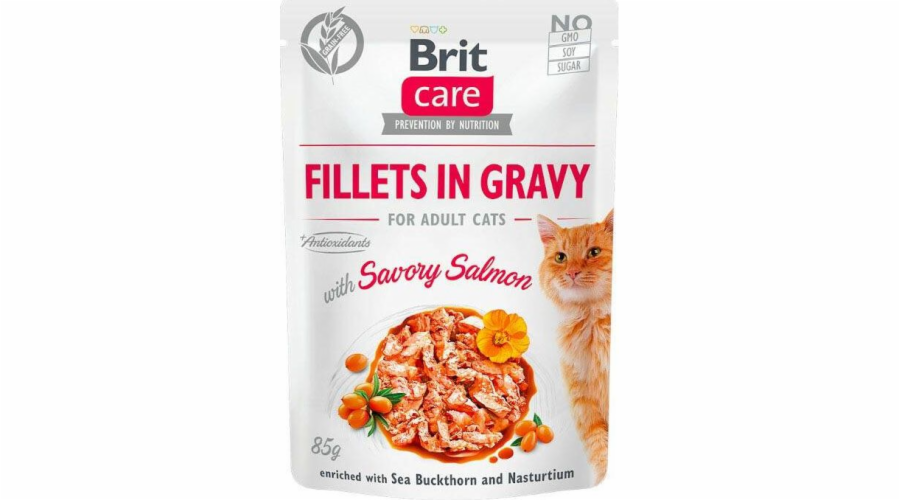 Brit Brit Care Cat Pouch Losos - filety z lososa v omáčce, mokré krmivo pro kočky, sáček 85g univerzální