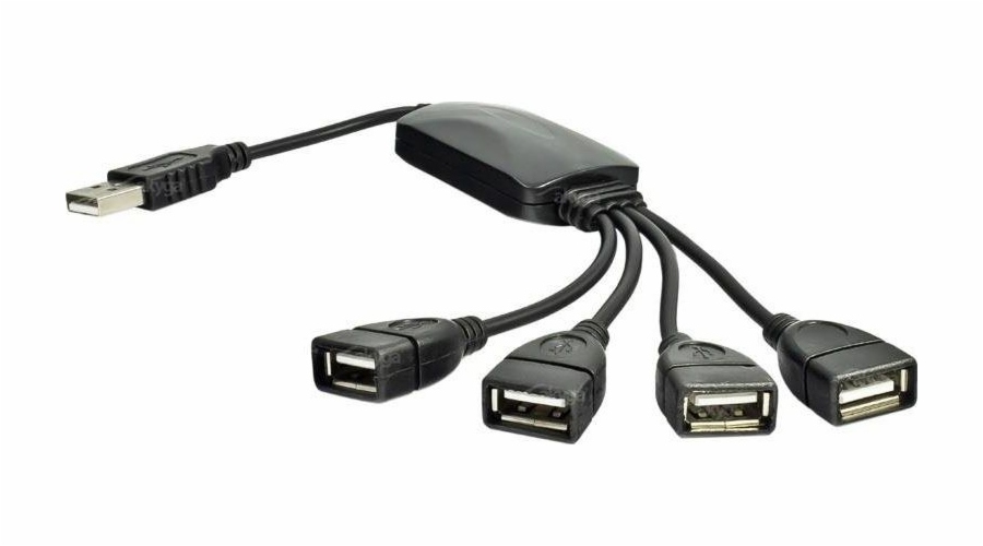Akyga Hub USB 2.0 4-port, ABS, černá, 15cm