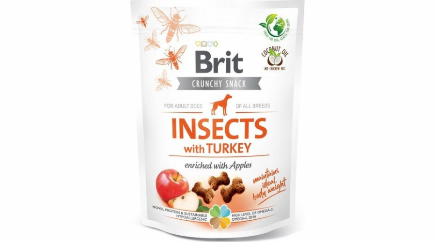 Brit Care Dog Crunchy Cracker. Insects with Turkey and Apples, 200g pamlsky pro psy