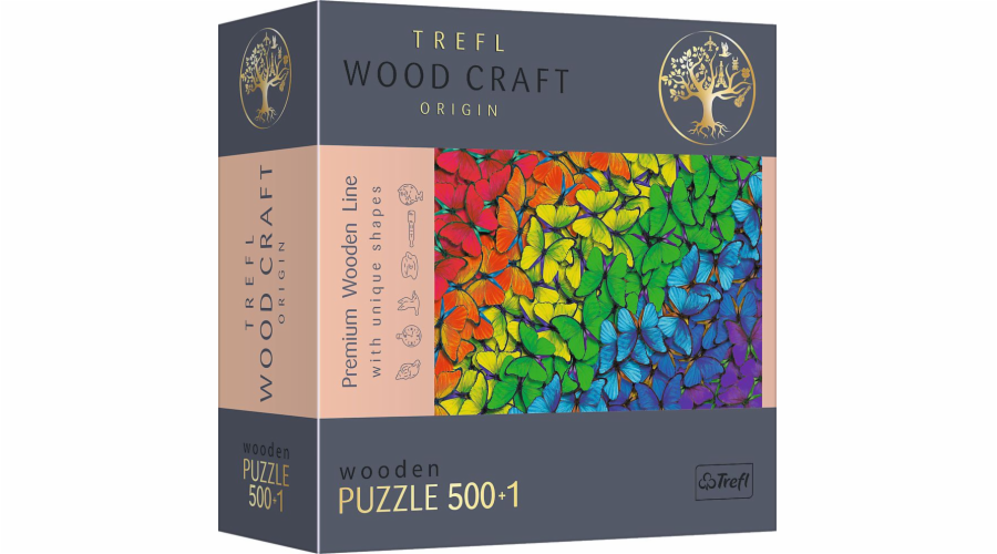 Dřevěné puzzle 500 dílků Duhoví motýli