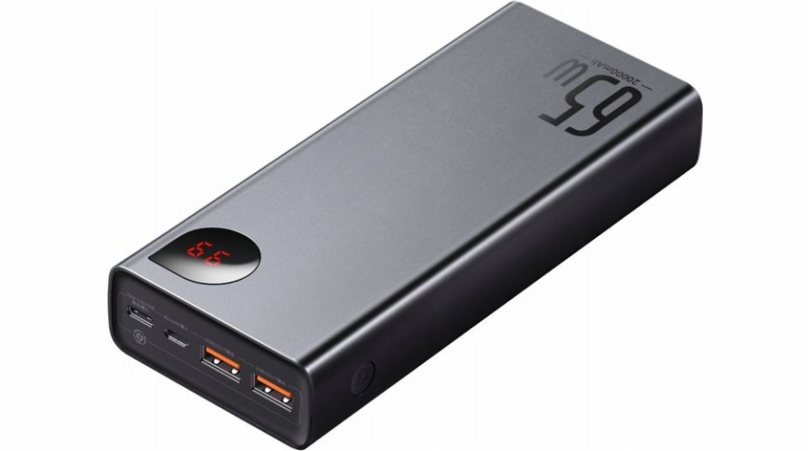 Baseus Adaman Metal Power Banka s digitálním displejem QC + PD 20000mAh 65W, černá + USB-A/USB-C kabel 30cm, černá