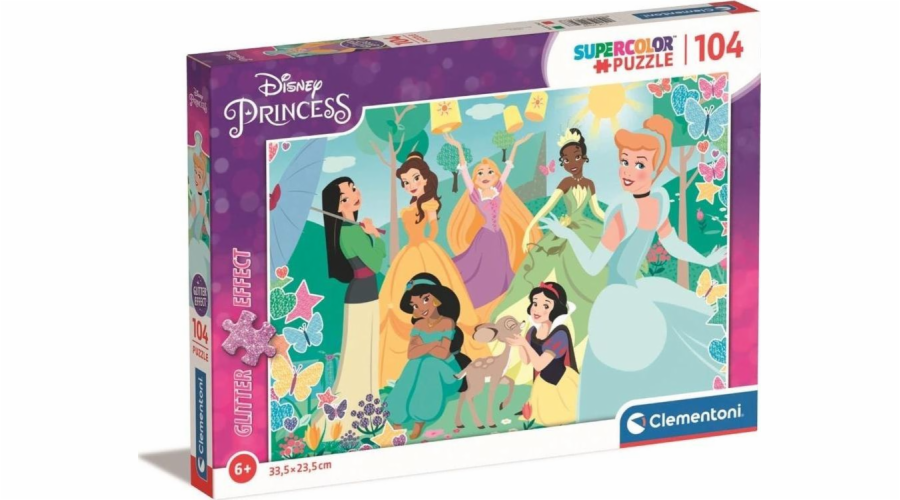 Puzzle se třpytkami 104 prvků, Disney princezny