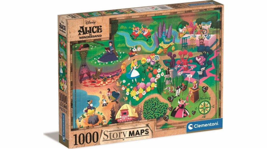 Clementoni Puzzle 1000 dílků Příběhové mapy Alenka v říši divů