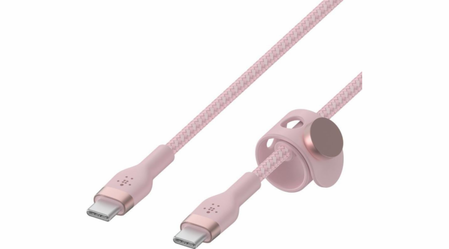 Belkin USB-C na USB-C kabel, 1m, růžový - odolný PRO Flex