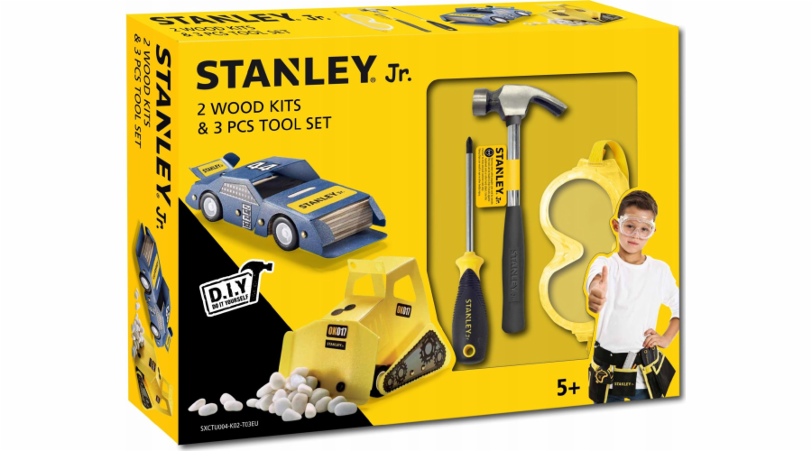Sada Stanley Jr. U004-K02-T03-SY, autíčko, bagr a 3 kusů nářadí