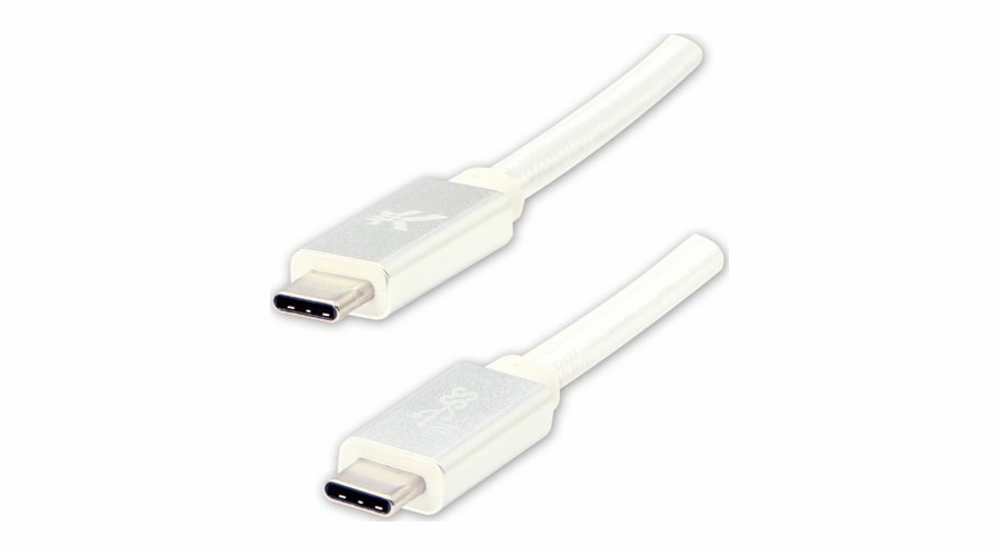Kabel USB kabel USB kabel (3.2 Gen 2), USB C M - USB C M, 1M, dodávka napájení 100 W, 10 GB/S, 20V/5A, bílá, logo, krabice, nylonový cop, hliník O