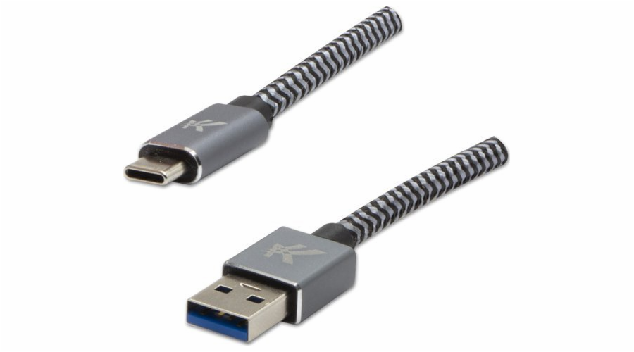 Kabel USB Logo USB-A - USB-C 1 m Czarno-szary