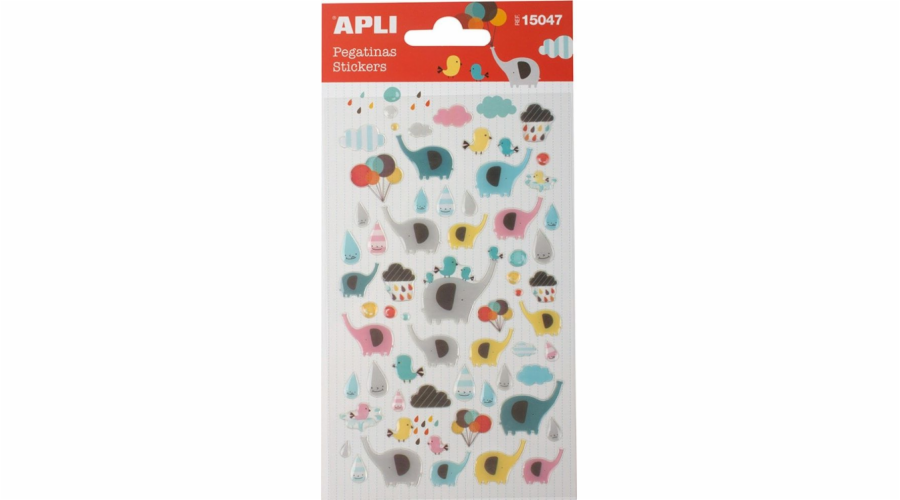 Apli Stickers APLI Elephants, se třpytkami, mix barev