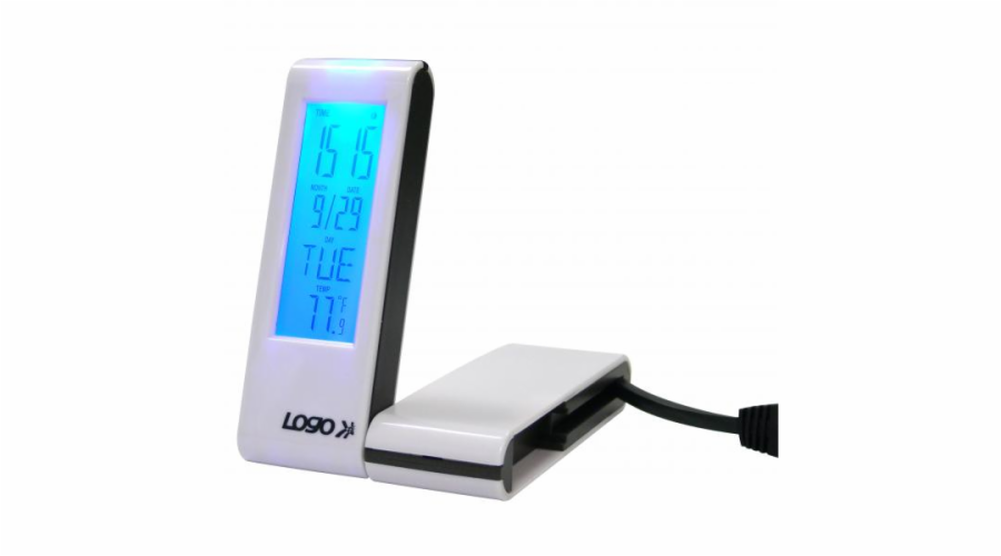 LOGO USB hub s podsvíceným displejem, hodiny, budík, časovač