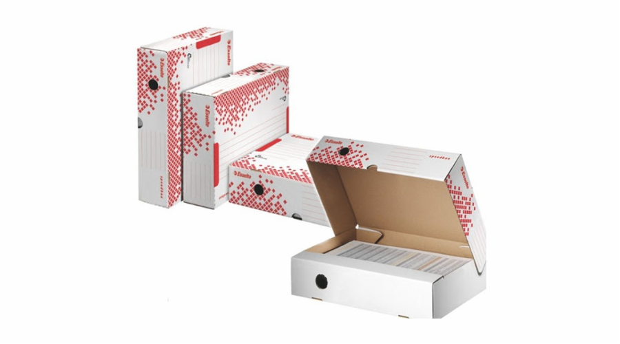 LEITZ Esselte Speedbox rychle-složitelný archivační kontejner s víkem L, bílá-červená