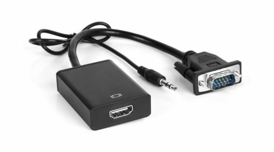 XtendLan Konvertor VGA (M) na HDMI (F), s audio propojením (jack 3,5mm), napájení přes USB micro (B), do 1080p