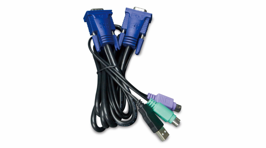 Planet KVM-KC1-1.8m Planet KVM-KC1-1.8m KB/Video/Mouse kabel s USB pro KVM řady 210, integrovaný převodník USB-PS/2