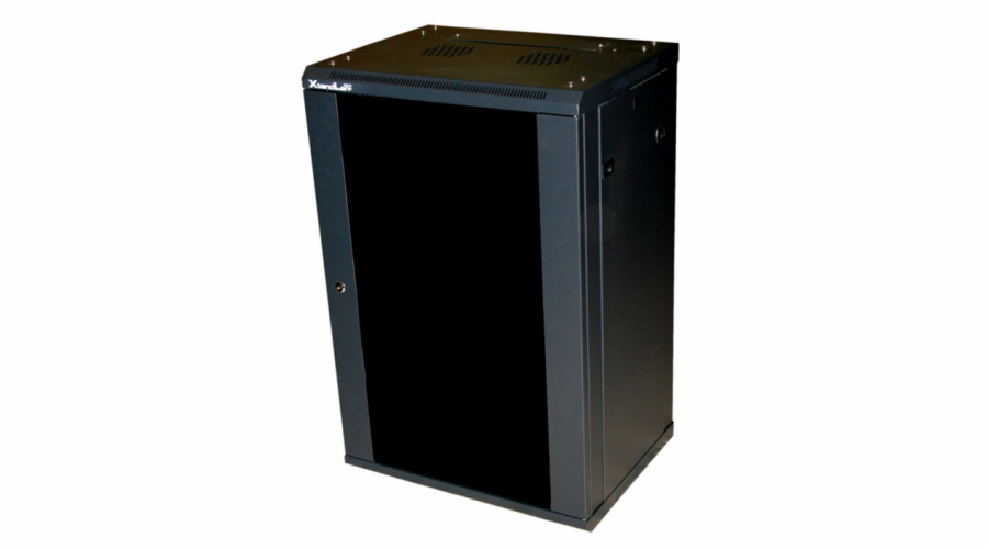 XtendLan 22U/600x600, na zeď, jednodílný, skleněné dveře černý, rozložený