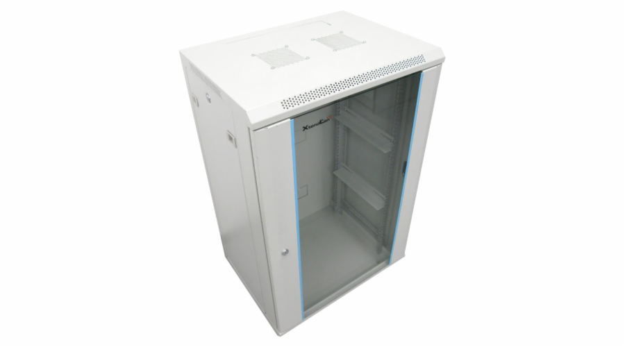 XtendLan 18U,600x600, na zeď, jednodílný, rozložený, skleněné dveře, šedý (WS-18U-66-GREY-P) XtendLan 18U/600x600, na zeď, jednodílný, rozložený, skleněné dveře, šedý