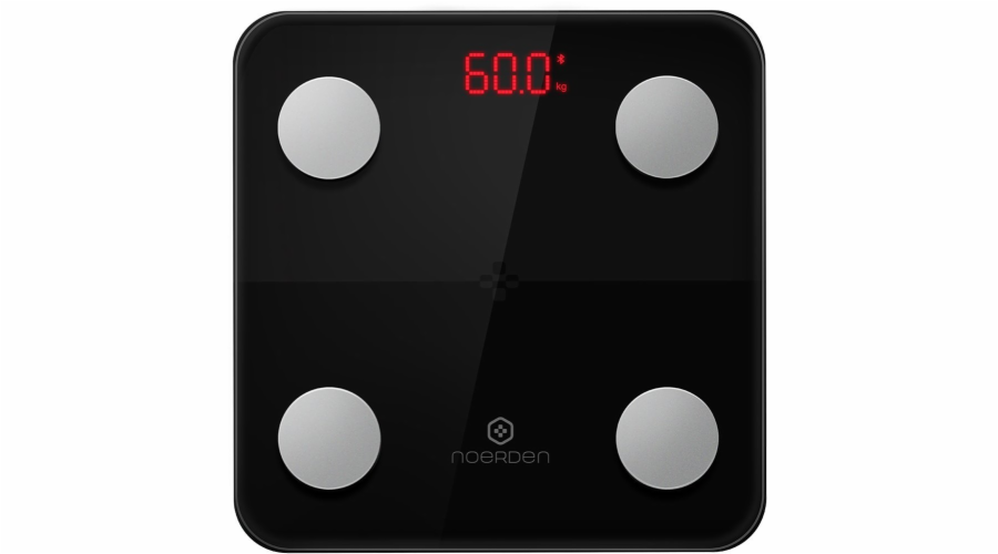 Noerden Minimi Black - PNS-0001 chytrá váha black/ nosnost 150 kg/ Bluetooth 4.0/ 9 tělesných parametrů/ černá/ CZ app