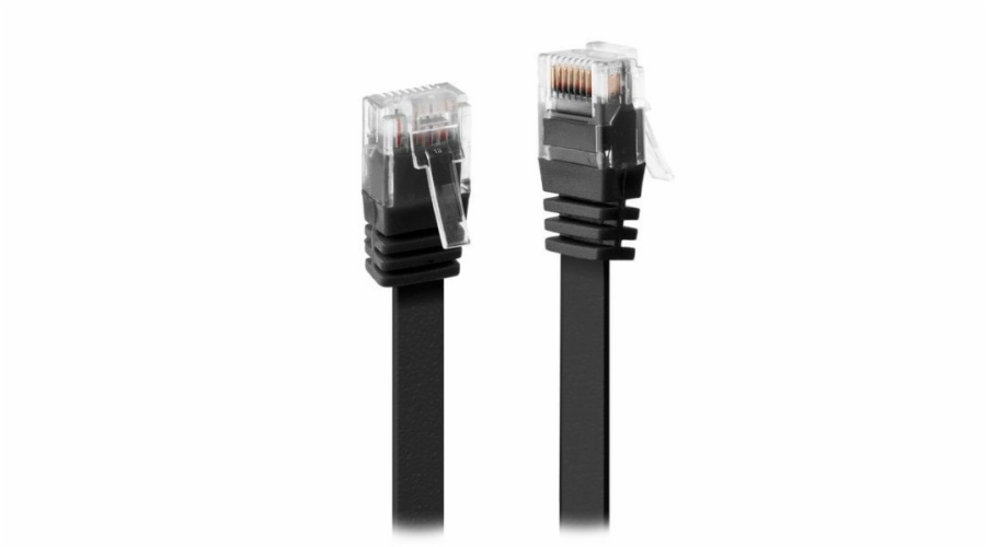 XtendLan patch kabel Cat6, UTP - 1m, černý, plochý (prodej po 10 ks)