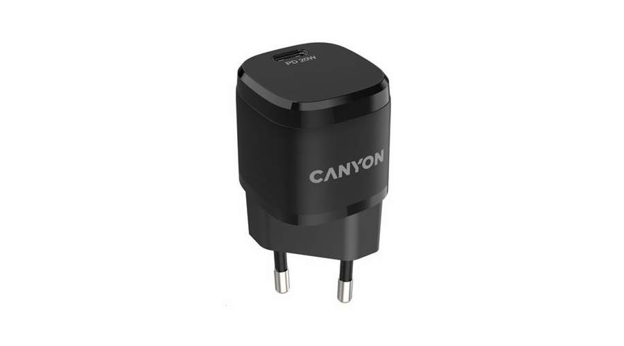 CANYON nabíječka do sítě H-20-05, 1x USB-C PD 20W, černá