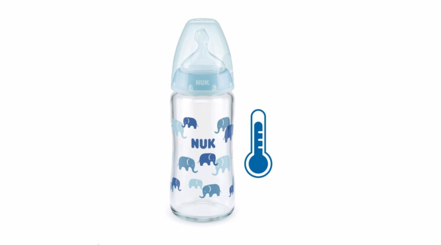 Skleněná kojenecká láhev NUK FC s kontrolou teploty 240 ml bílá