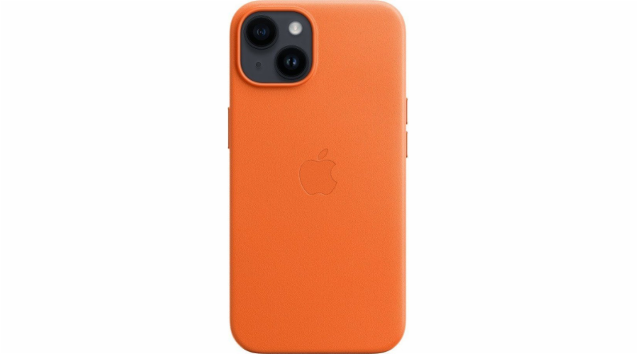 Kožené pouzdro s MagSafe pro iPhone 14 - oranžové