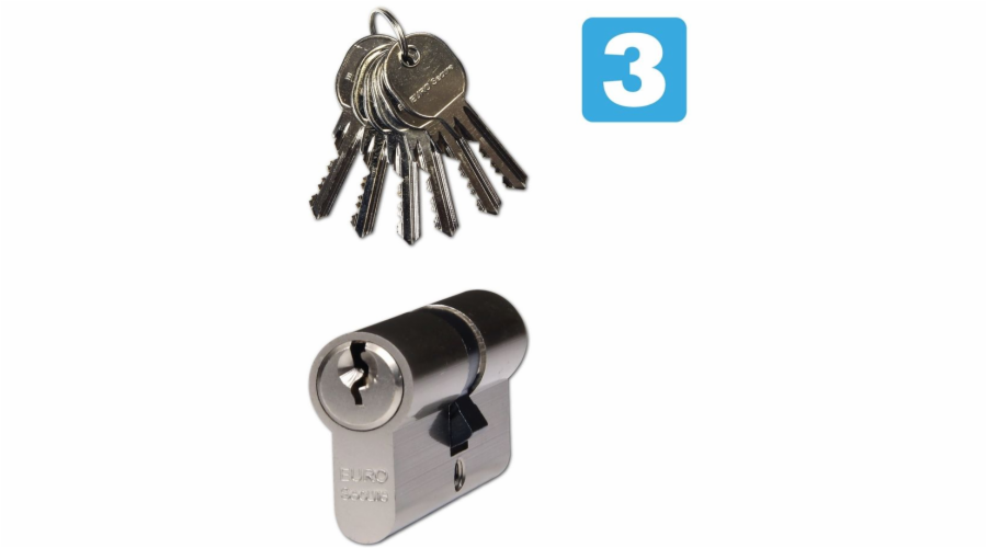 Vložka bezpečnostní 45+45 EURO Secure nikl - 6 klíčů / TB3
