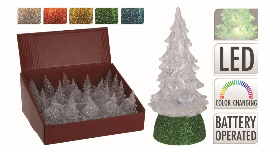 Stromeček vánoční 10 cm s LED osvětlením mix druhů