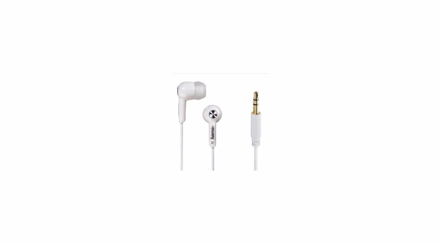 HAMA sluchátka Basic4Music/ drátová/ silikonové špunty/ 3,5 mm jack/ citlivost 96 dB/mW/ bílá