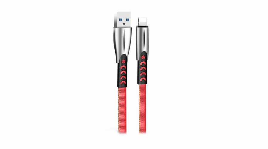 Colorway Datový Kabel USB/ Apple Lightning/ 2.4A/ 1m/ Zinc Alloy/ Červený